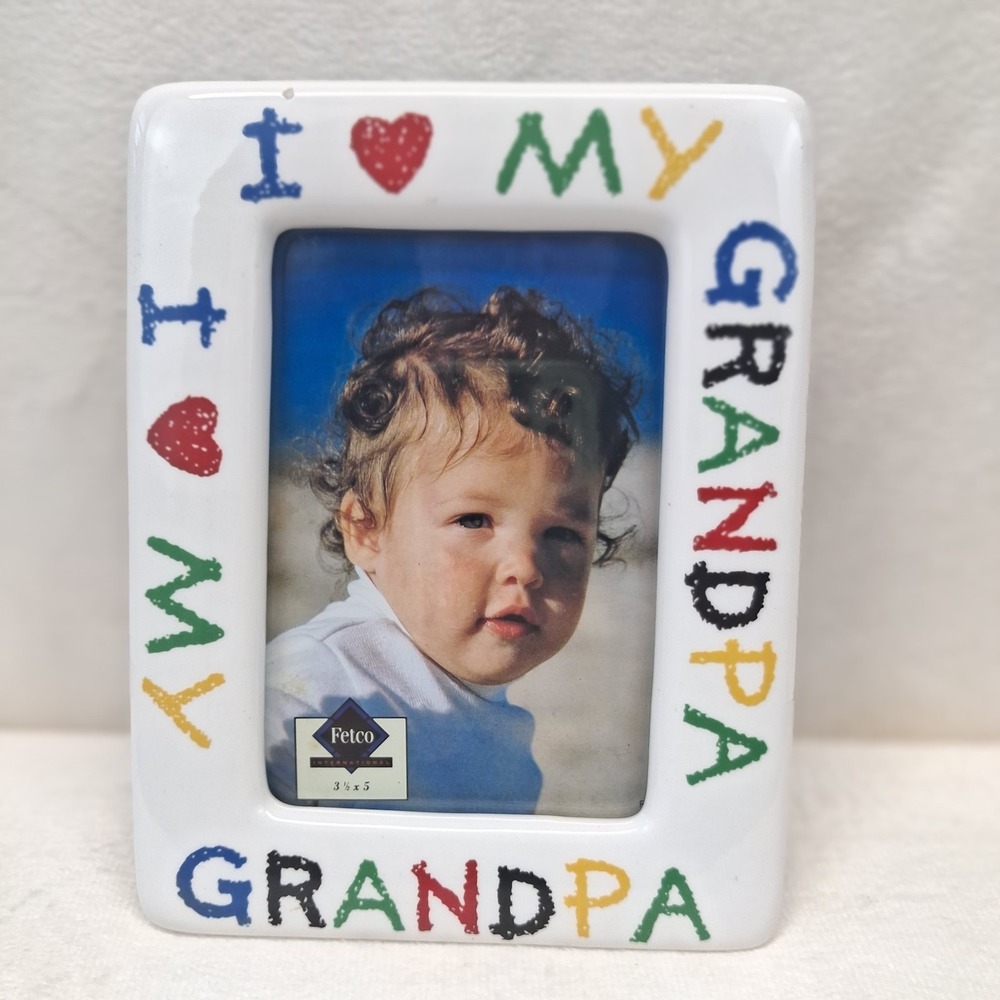 Vintage Fetco "I Love My Grandpa" Ceramic Picture Frame